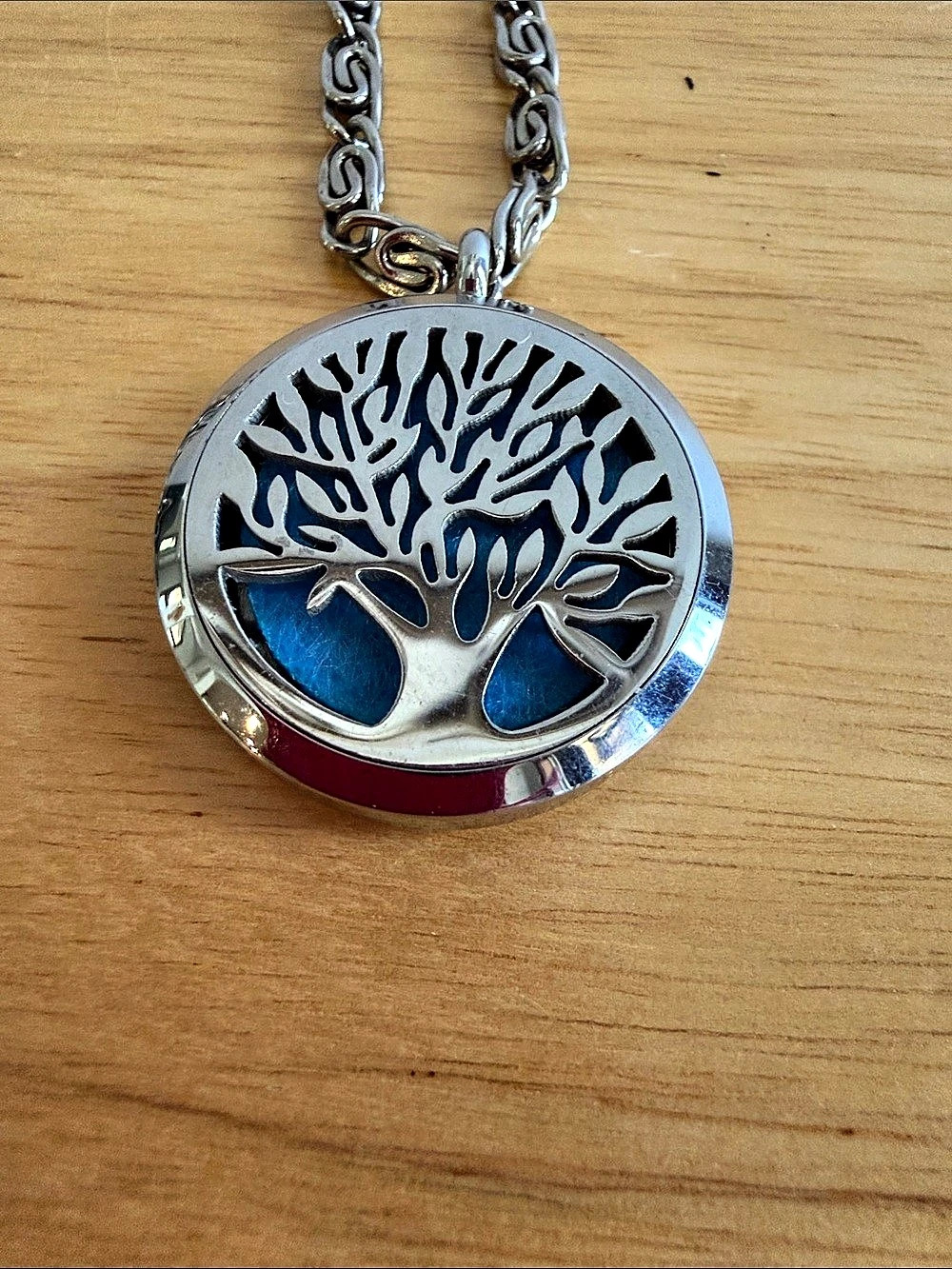 Tree of Life Pendant Necklace in Silver & Blue